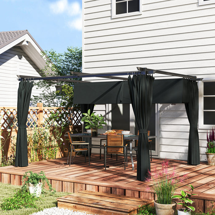 Outsunny Pergola Outdoo 10' X 13' Avec Auvent Et Rideaux Retractables