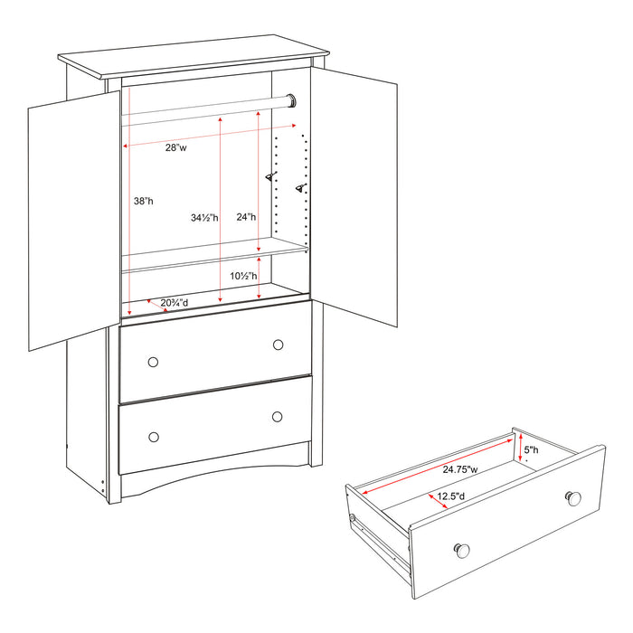 Sonoma Armoires A 2 Portes – Blanc