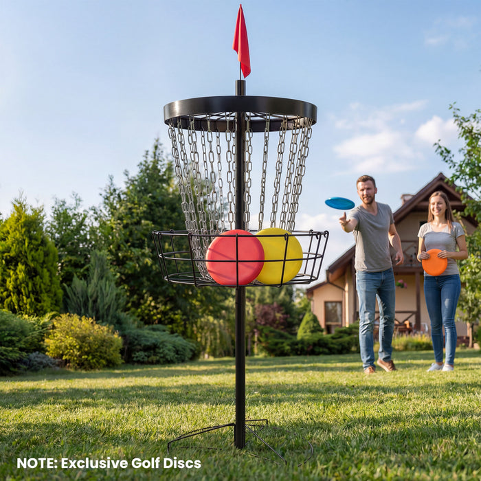 Soozier Panier de Pratique 24 Chaines pour Disc Golf, Noir et Argent