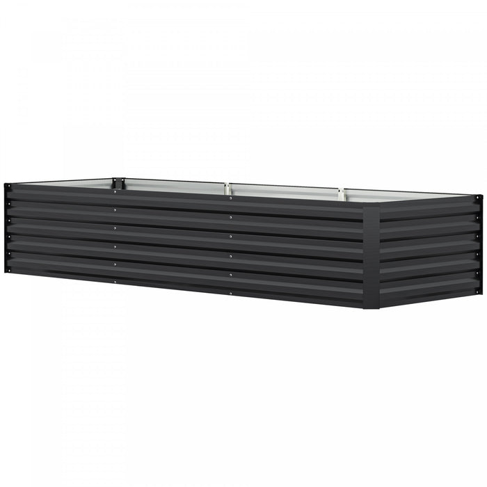 Outsunny Lit de jardin sureleve galvanise, fond ouvert, gris fonce