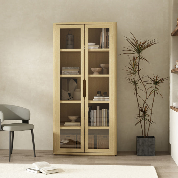 Armoire bibliotheque moderne Rivington 38\" en chene naturel