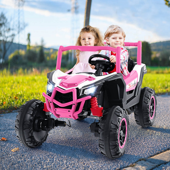 Costway 24v Kids Ride Sur Utv Avec 4 X 100w Puissant Moteur Telecommande Haute/basse Vitesse Rose