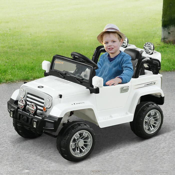 Aosom Voiture Electrique A Chevaucher Jouet 12v Pour Enfants Camion Avec Telecommande 2 Vitesses Lumieres Mp3 Lcd Indicateur De Puissance, Blanc