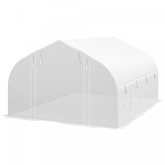 Outsunny Serre Polytunnel 13 X 9,8 Pi, Parois Laterales Enroulables Zippees