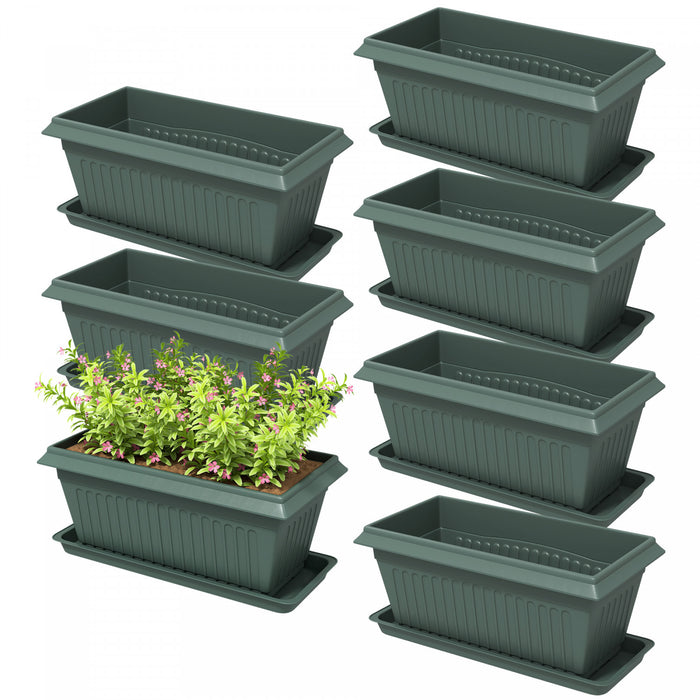 Outsunny Lot de 7 pots de fleurs de 15,7\" avec trous de drainage, vert