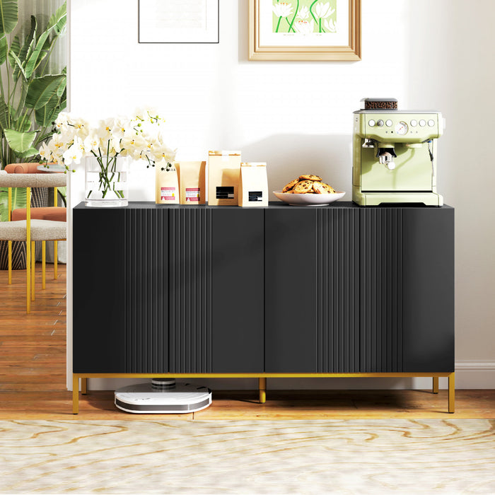 HOMCOM Buffet avec etageres reglables, portes a fermeture douce, noir