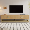 Aspect 70.8 Inch Modern TV Cabinet with Wood Grain Finish and Soft-Close Hinges, Natural | Aspect Meuble TV Moderne 70.8 po avec Finition Bois Graine et Charnieres a Fermeture Amortie, Naturel