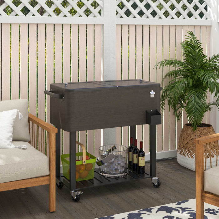 Outsunny Chariot isotherme De 67 L avec ouvre-bouteille, glaciere roulante