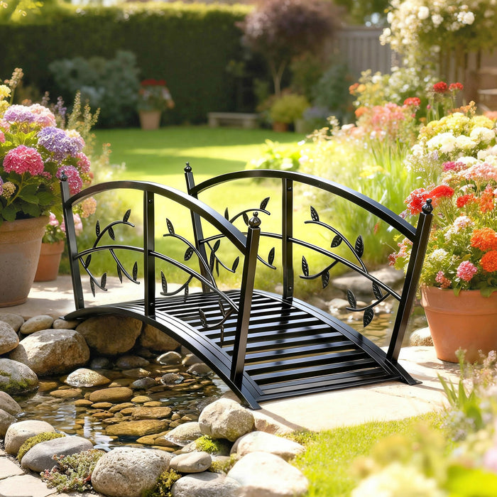 Outsunny Pont de Jardin Metal 120 cm avec Garde-Corps Securises, Pont Exterieur