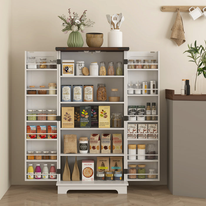 HOMCOM Armoire de cuisine avec etageres reglables, blanc