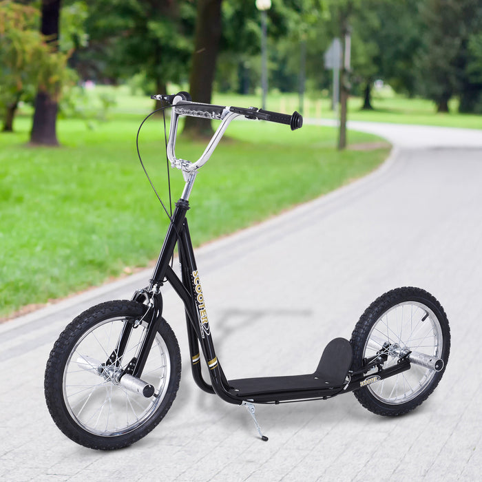 Homcom Scooter Enfant Jeune Scooter Velo Enfants Trottinette Freestyle 16\" Pneumatiques Noir
