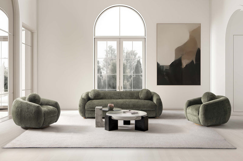 Ensemble de canape 3 pieces Tribeca style mid-century modern en vert olive