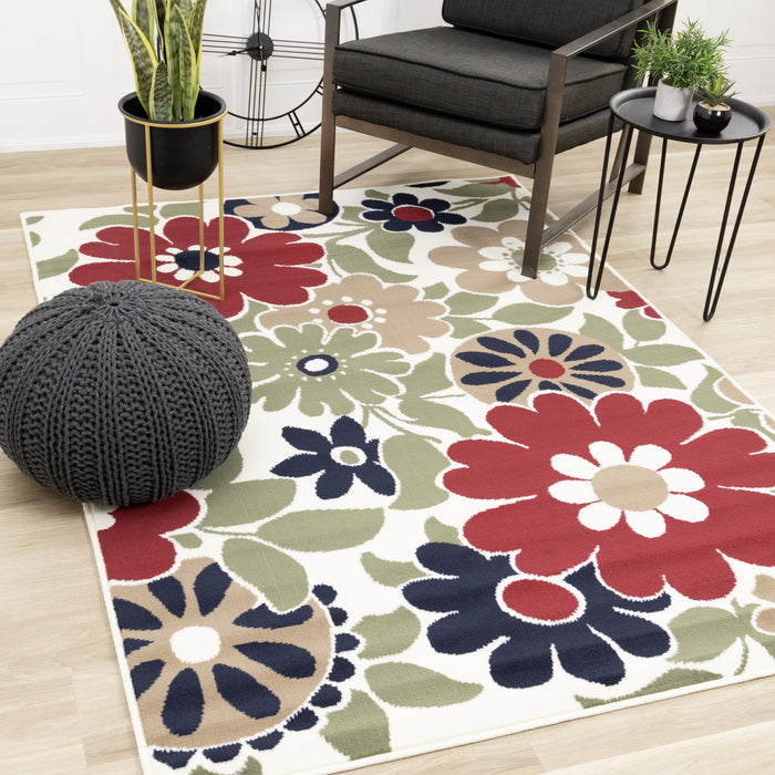 Carpette Florence à motifs botaniques pour l’intérieur - 4 pi 7 po x 6 pi 7 po