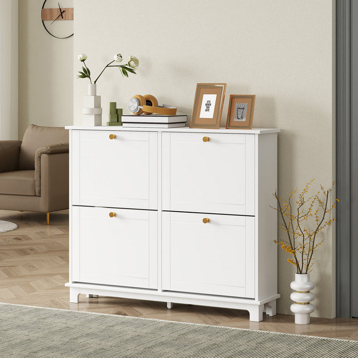 Armoire a chaussures avec 4 tiroirs rabattables, blanc