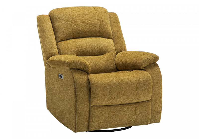Grand Fauteuil Rembourre Inclinable, Port Usb Inclus, Tissu Dore, Transitionnel