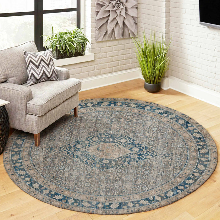 Tapis Traditionnel Lucia 5'0\" x 5'0\" en Bleu