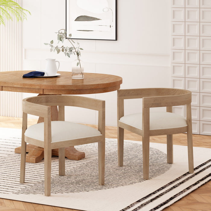 Ensemble De 2 Fauteuils De Salle À Manger Tina Avec Revêtement En Tissu, Dossier Ouvert - Beige