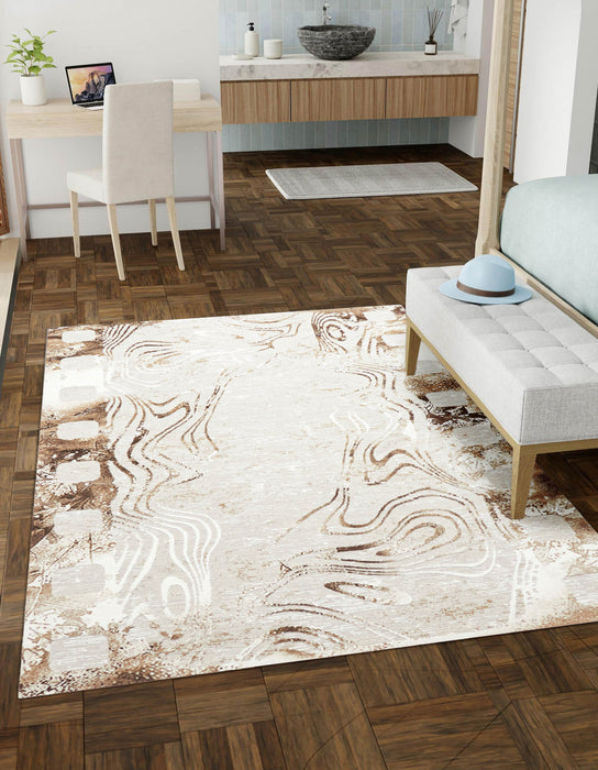 Tapis Contemporain/Moderne Echo 5'0\" x 8'0\" en Brun clair