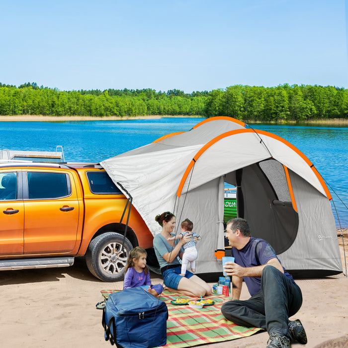 Outsunny Tente De Camping Pour Voiture Avec 3 Portes, Gris Et Orange