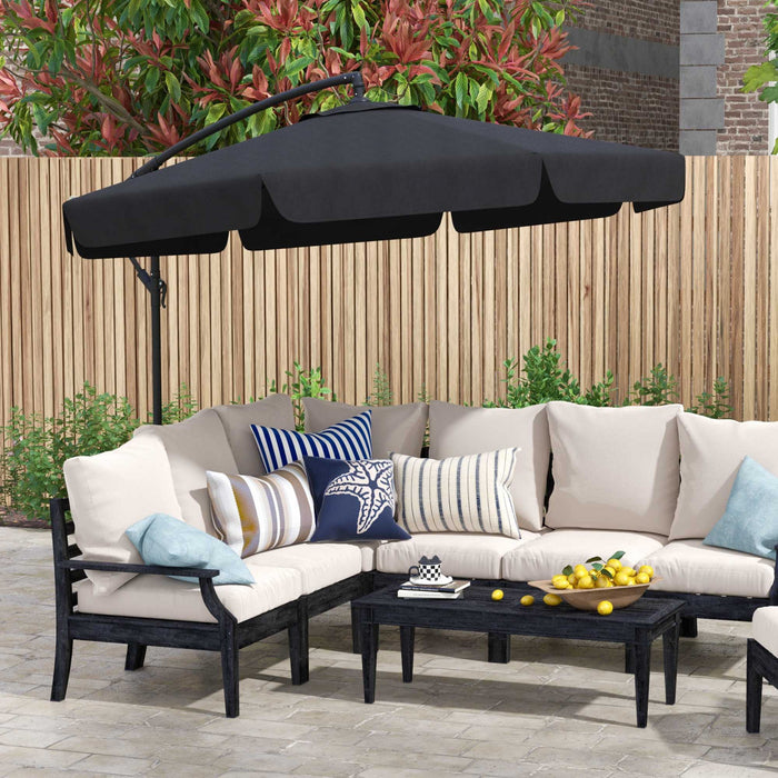 Outsunny Parasol De Terrasse 11pi Suspendu Base Croisee Et 8 Baleines, Noir
