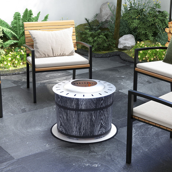 Outsunny Foyer Sans Fumee Avec Tapis, 20\" Firepit, Oxyde De Magnesium, Noir