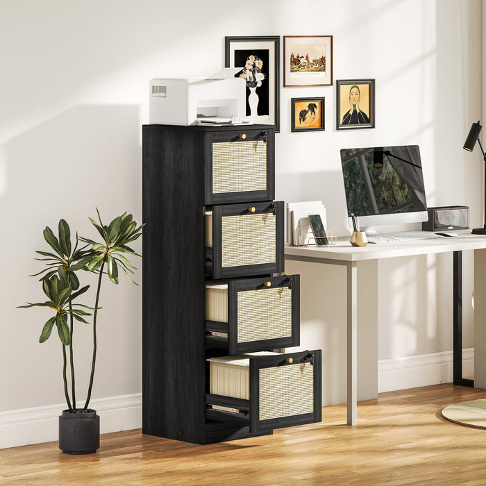 HOMCOM Classeur verrouillable a 4 tiroirs pour format A4, noir