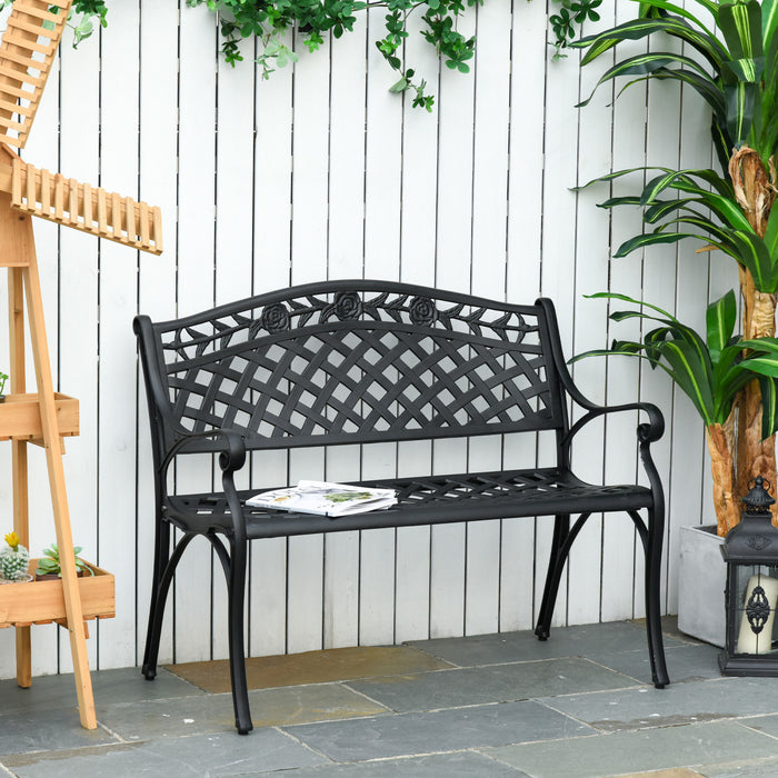 Banc De Jardin En Aluminium 2 Places Outsunny, Chaise D'exterieur Loveseat.