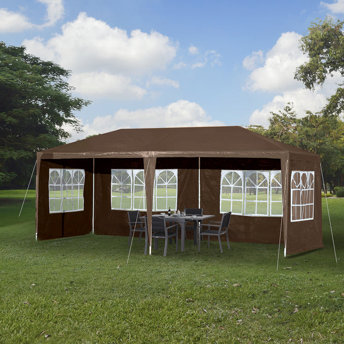 Tente de reception Outsunny 18,7' x 9,4', jardin Auvent pour evenements, couleur cafe