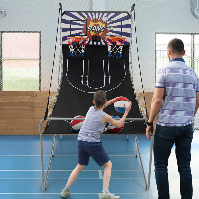 Costway Double Shot Basketball Arcade Game Avec 8 Modes De Jeu Arcade Son Electronique Scoring Blanc