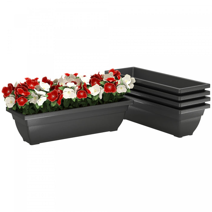 Outsunny Lot de 5 jardinieres de fenetre de 23 pouces, noir