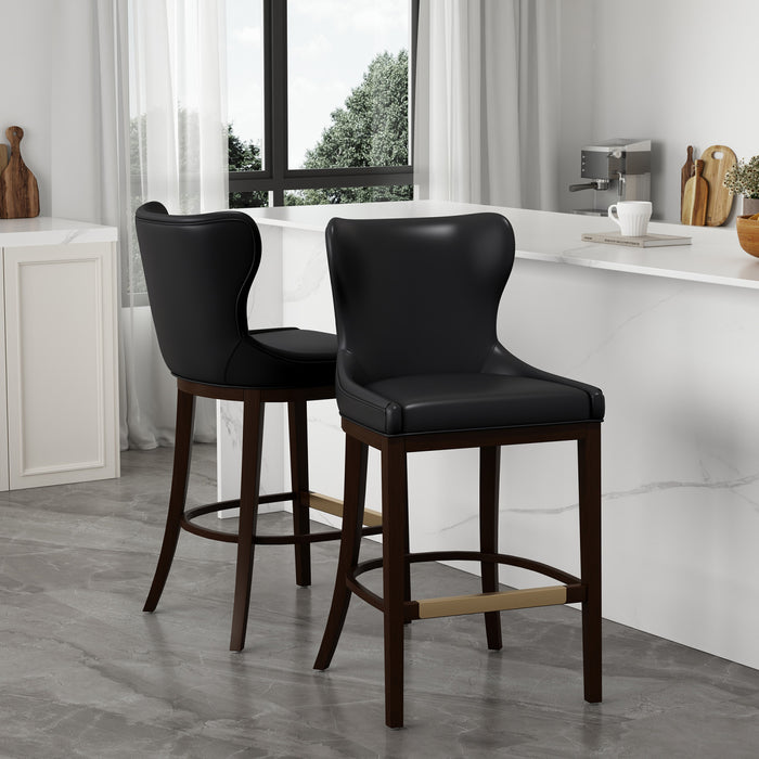 Tabouret de bar Blair moderne en bois et tissu, noir - Lot de 2