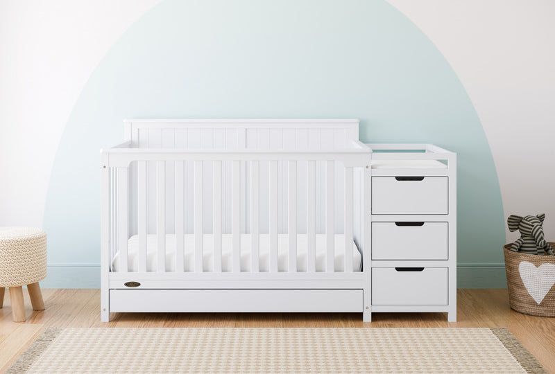 Graco Hadley Lit de bebe convertible 5-en-1 avec table a langer et tiroir - Blanc
