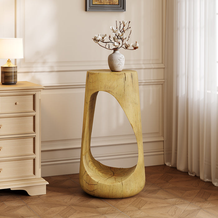 Table d'appoint style souche Brio 26,57 pouces MGO, table laterale interieure grain de bois unique, naturel