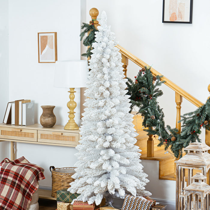 Homcom Sapin De Noel Floque Avec Pointes De Branches Realistes, Blanc