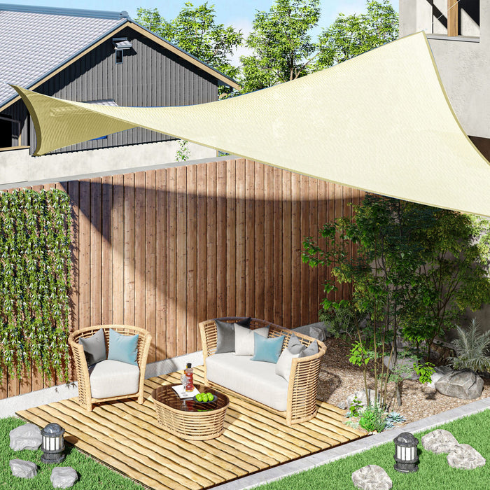 Voile D'ombrage Rectangulaire 3 X 4 M Polyethylene Haute Densite Resistant Aux Uv Coloris Creme