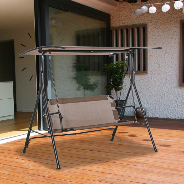 Outsunny Chaise Balancoire De Patio Pour 2 Personnes Avec Auvent Reglable