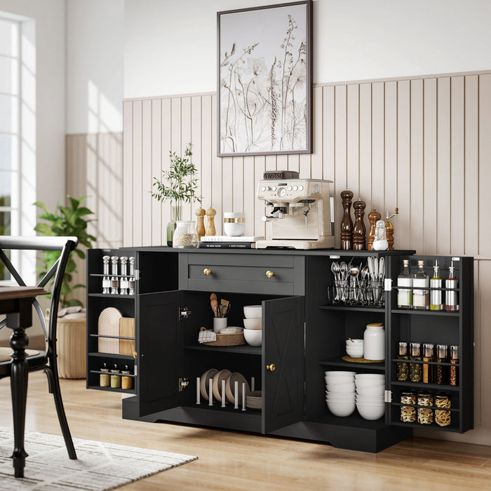 HOMCOM Buffet 54\", meuble de cuisine de style campagnard, noir