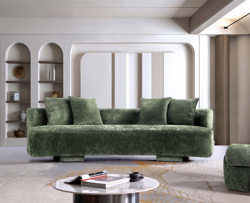 Canape en chenille vert olive Verandah Mid-Century Modern 112\"