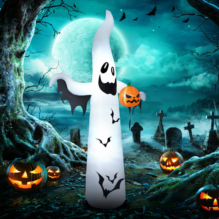 Homcom Fantome D'halloween Gonflable De 12pi Avec Citrouille, Affichage Led