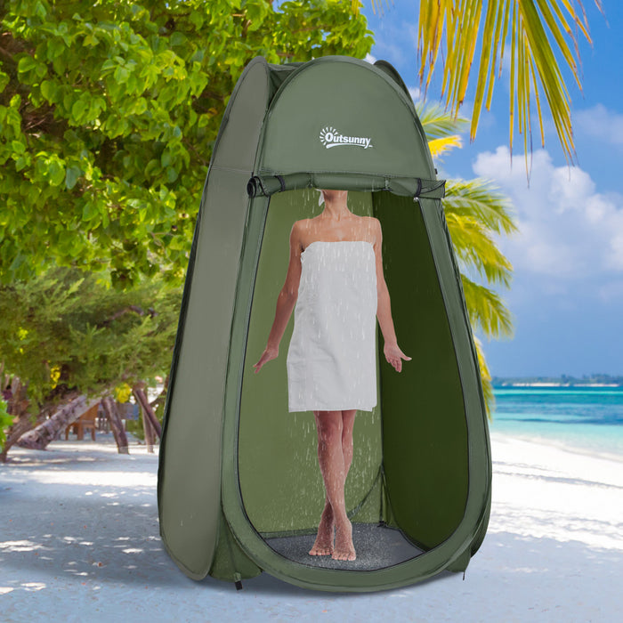 Outsunny Tente De Douche De Camping Pop-up Dressing Portable Vestiaire Tentes D'abri De Confidentialite Toilettes De Plage Et Seance Photo Interieure Avec Sac De Transport Vert Armee