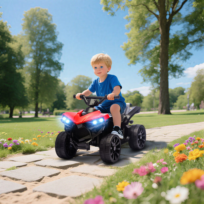 Qaba Kids Quad 4 roues, voiture electrique a batterie 6 V avec musique et phares LED, pour garcons et filles de 3 a 8 ans, rouge