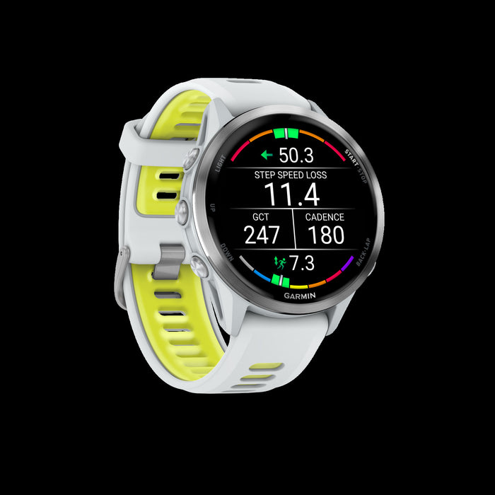 Garmin Forerunner 970 Smartwatch 47mm, Amoled, Titanium Whitestone/amp Yellow, Gps Fitness, Running, Triathlon, 15-jour Batterie