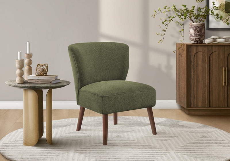 Monarch Specialties - Chaise D'Appoint, 33\"H, Rembourre, Salon, Chambre A Coucher, Vert, Pieds Bois De Noyer