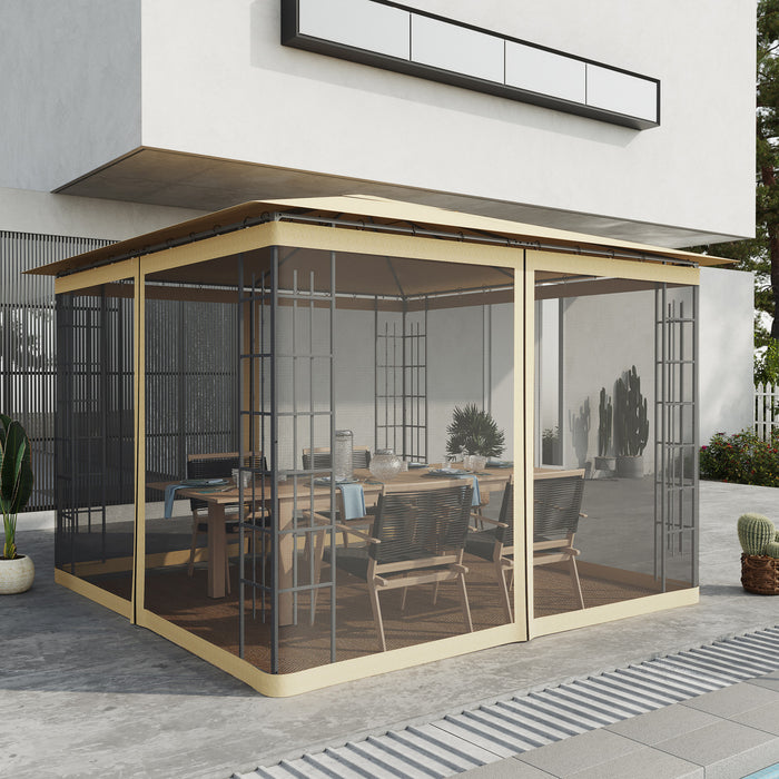 Outsunny Moustiquaire De Remplacement Pour Gazebo 10' X 10' Rideaux Zippe Pour Fete Activites Exterieur