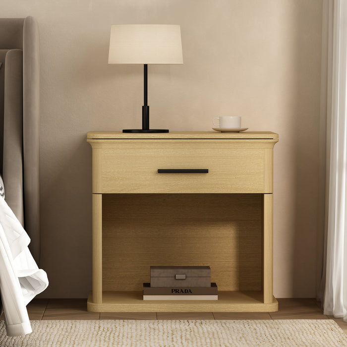 Table de nuit traditionnelle Clifford en chene naturel (1 tiroir)