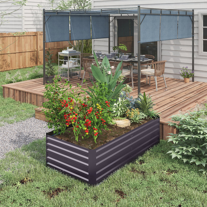 Outsunny Jardiniere Surelevee En Metal Avec Tiges Renforcees, Gris