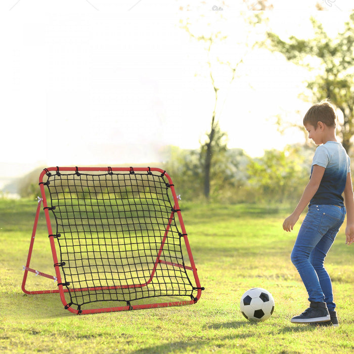Homcom Rebounder Net Football Training Aid Kickback Target Play Rouge