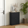 HOMCOM Slim Shoe Cabinet with 2 Flip Drawers Adjustable Shelves Black