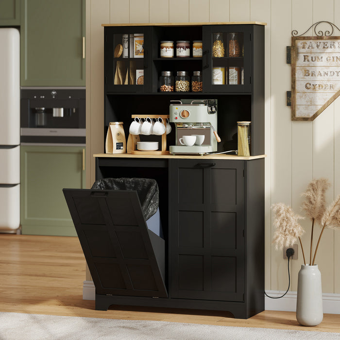 HOMCOM Armoire garde-manger de cuisine, placard pour poubelle, noir