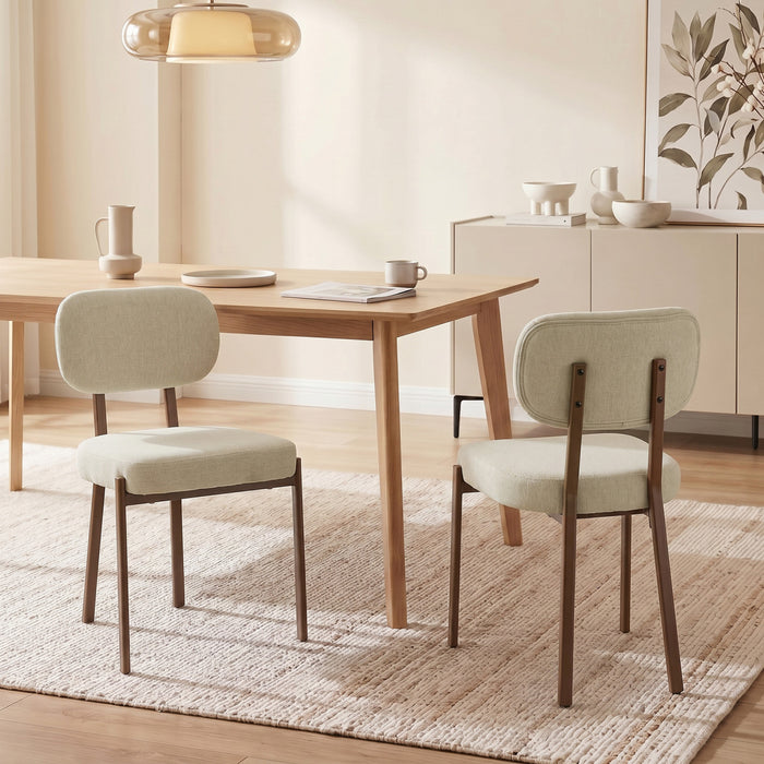HOMCOM Chaises de Salle a Manger Rembourrees en Lin, Chaises de Cuisine, Beige